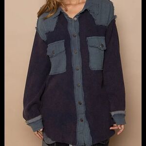 POL Stylish Two-Tone Button-Up Shirt, Small, Medium And Large Available